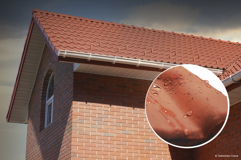 Protection des toiture avec résine hydrofuge colorée avec effet perlant