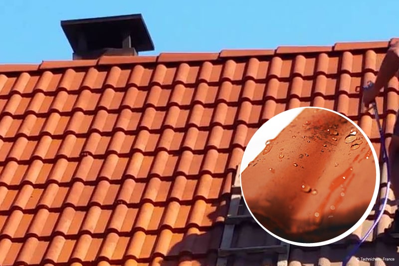 Protection des toiture avec peinture hydrofuge avec effet perlant